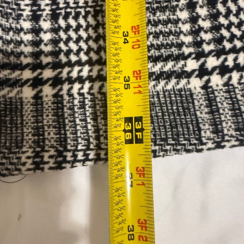 Uaneo Unisex Black White Plaid Wool Blend‎ Longline Coat Jacket RJ-C121 Small - Picture 12 of 16